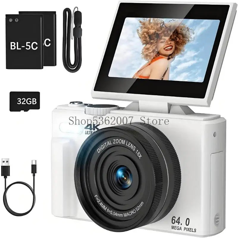 180 Degree Rotatable 3inch UHD Screen 4K Video Digital Camera With Auto Focuses Flash 40JB