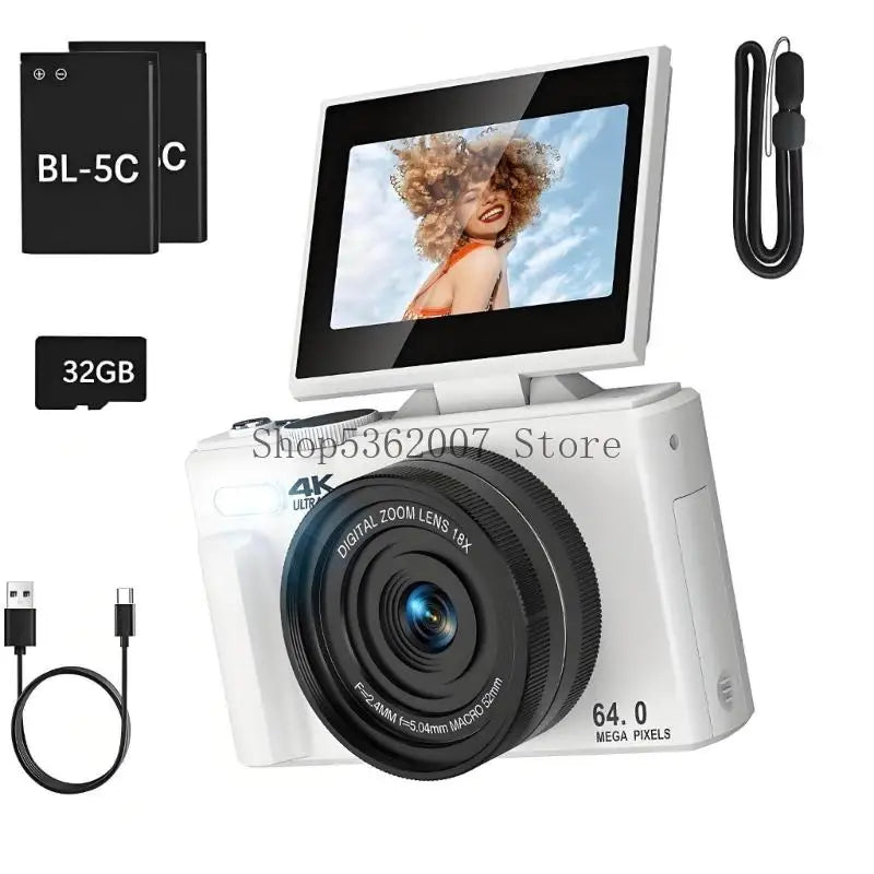 180 Degree Rotatable 3inch UHD Screen 4K Video Digital Camera With Auto Focuses Flash 40JB